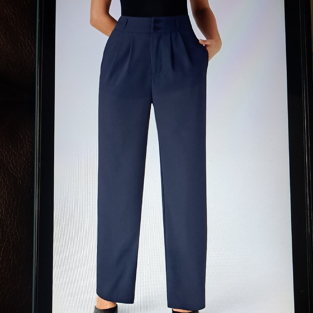 LARGE   HALARA SHIRRED BUTTON ZIPPER STRAIGHT LEG PANTS